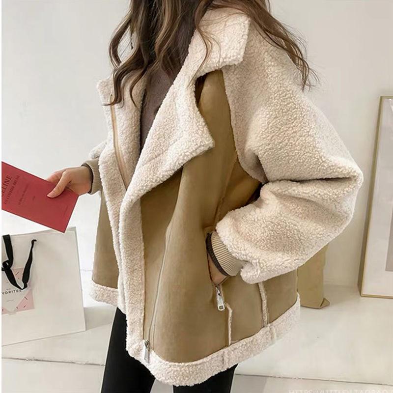 Women's Winter Windproof Warm Jacket Lining Padded and Thickened Business Warm Jacket PU Leather Jacket