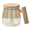 Automatic Self-Stirring Coffee Mug with Wooden Handle One-Key Start Electric High-Speed Stirring Cup with Lid