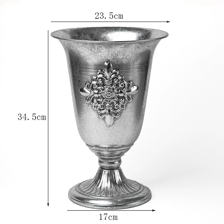 Vintage Classic Silver Iron Flower Vase Decoration Home Room Table Flowerpot Ornaments Office Store Flower Arrangement Crafts