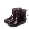 Fashion Short Tube Women's Rain Shoes Crystal Flower Cloth Fashionable Rubber Shoes Kitchen Anti Slip Waterproof Boots Garden Shoes