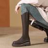 Женские осенне-зимние новые ботфорты на толстой подошве в западном стиле, эластичные ботфорты до колена, облегающие высокие ботфорты