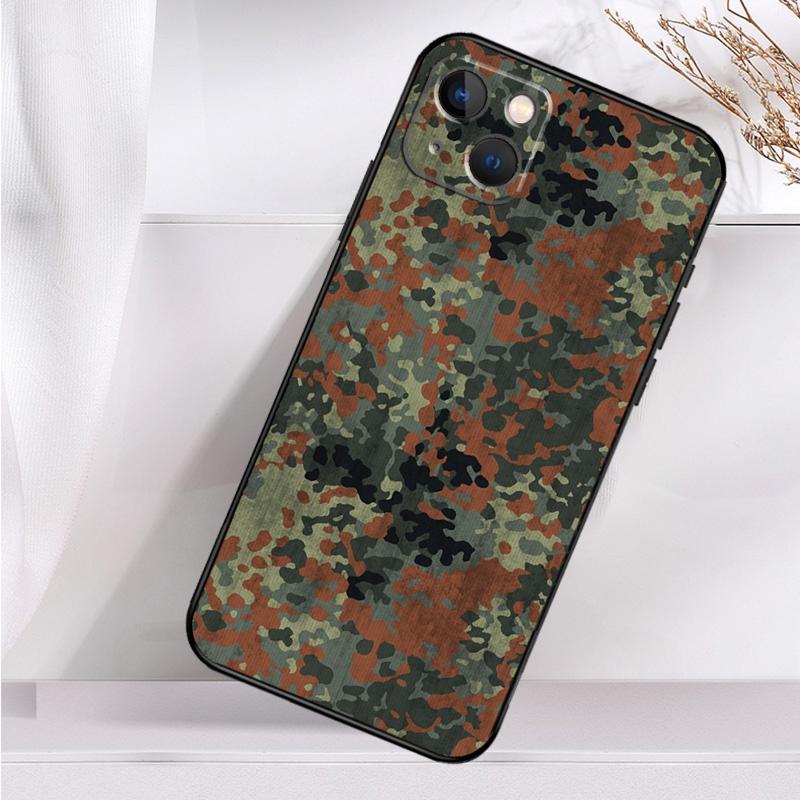 Flecktarn Camouflage Camo Phone Case For iPhone 14 13 12 11 16 15 Pro Max Plus Mini 7 8 X XR XS Max Soft Cover