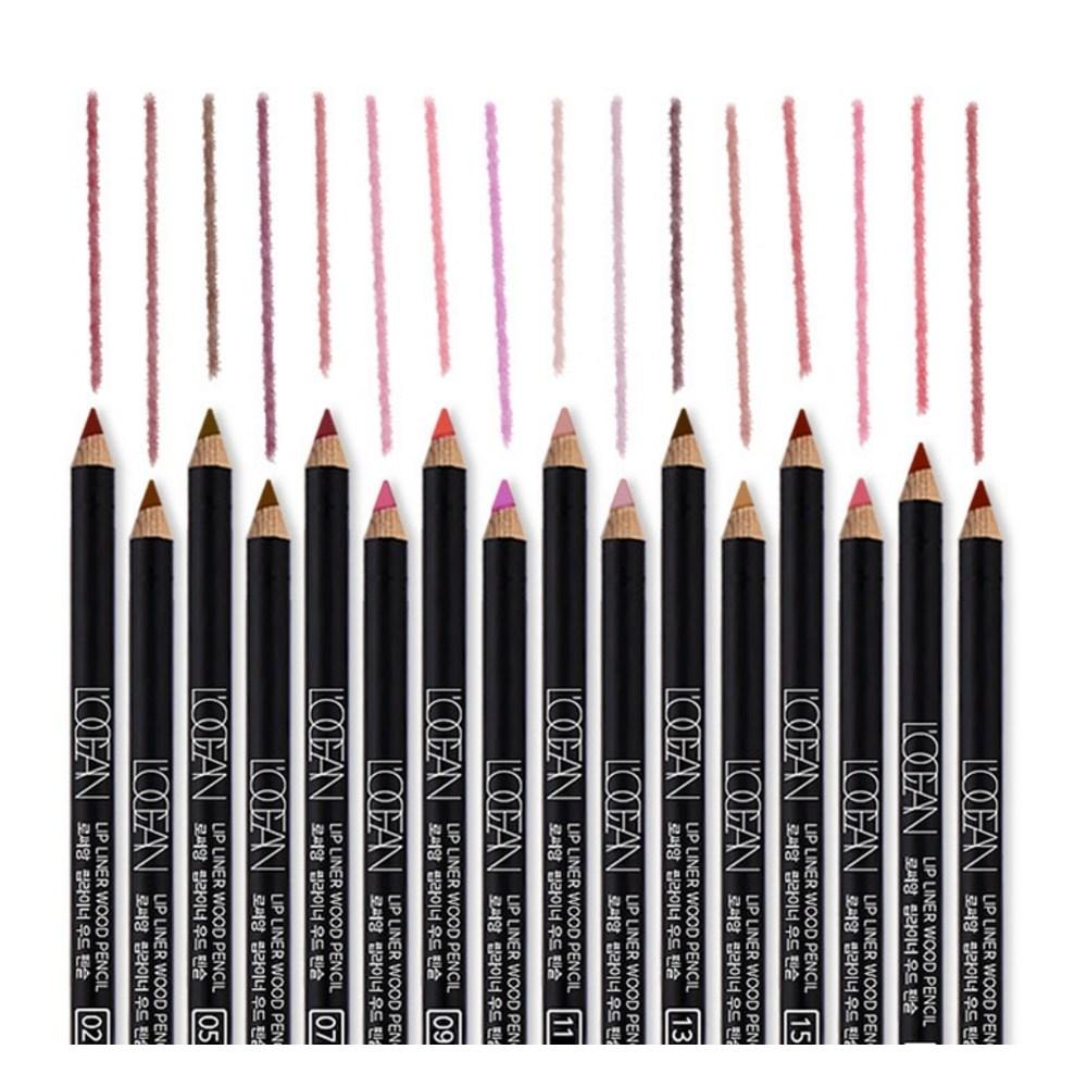 Карандаш для губ L'Ocean Lip Liner Wood Pencil 4 x 150 мм, нет. 13 Бархатно-коричневый, 1 шт.