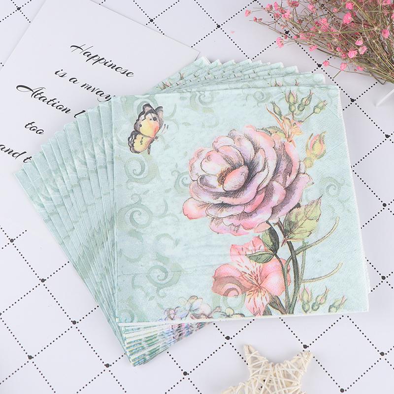 20шт салфетки бумажные декупаж ткани цветы свадьба день рождения украшения своими руками