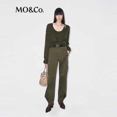 МО&Ко. Женские хлопковые брюки прямого кроя с высокой талией