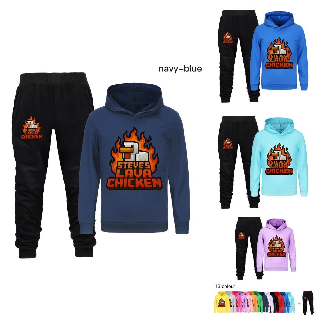 Steves Lava Chicken Kids Hoodie And Pants Set With Cotton Fabric For Playwear And Daily Use