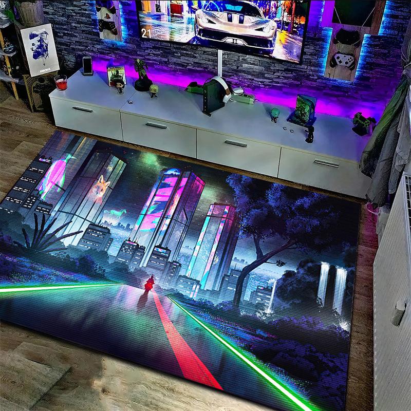 3D Киберпанк Ковер Большой Площади Комната для Киберспорта Спальня Напольный Коврик Кристальный Бархат Домашний Декор Ковер для Гостиной