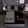Комплект простыней на резинке с принтом Queen King Golden Crown Couple, 1 простыня на резинке + 2 наволочки, чехол для матраса, мягкий дышащий комплект постельного белья
