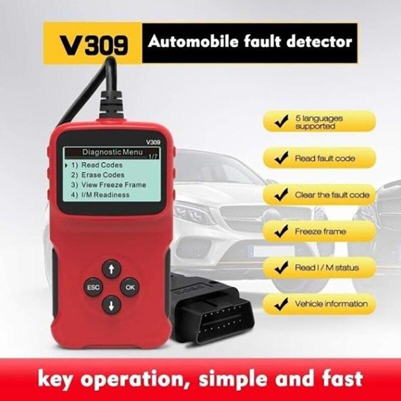 icreative Новейший V309 ELM327 12 В OBD2 Автомобильный диагностический сканер кодов Поддержка полной OBDII Obd 2 диагностической функции с несколькими языками