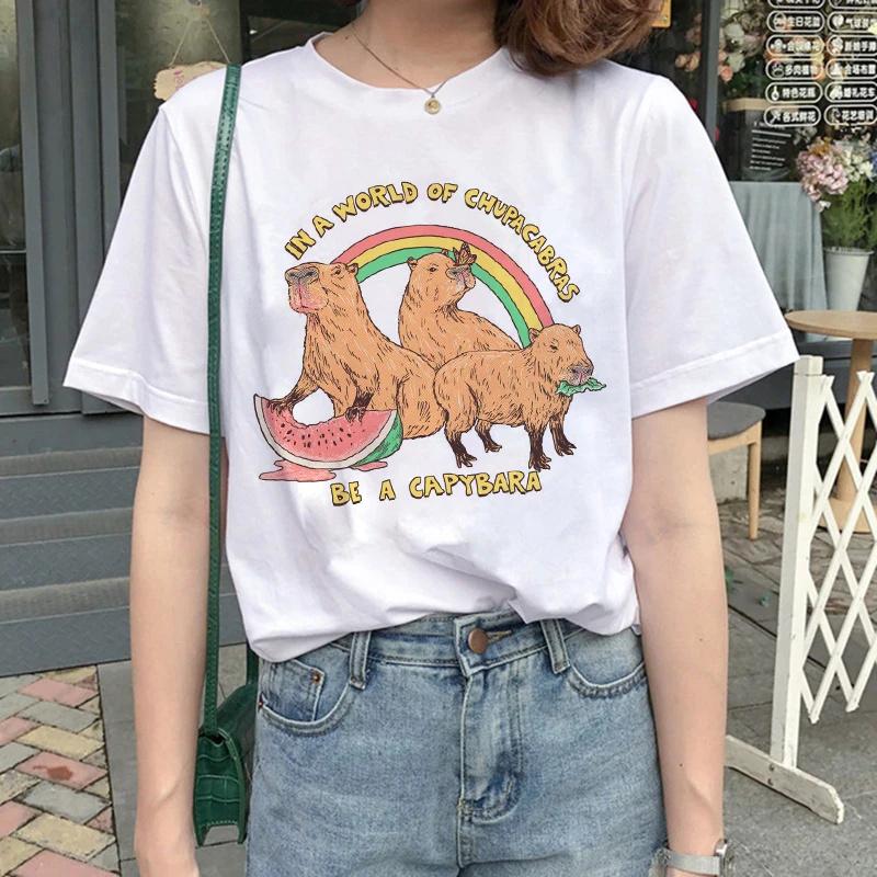 Cute Capybara Clothing T-Shirt Unisex Vintage Cartoon T Shirt FeUnisex Casual Anime Top Tees T Shirt Unisexga Unisex Graphic Tee Tops