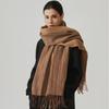100% Wool Scarf Women'S Winter Premium Simple Plaid Shawl Extended Scarf Men