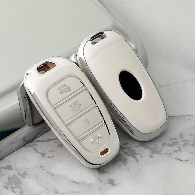 Новый серебристый чехол для ключа автомобиля с 6 кнопками для Hyundai Santa Fe Tucson 2022 NEXO NX4 Ioniq 5 Atos Prime Solaris 2021 Автоаксессуары