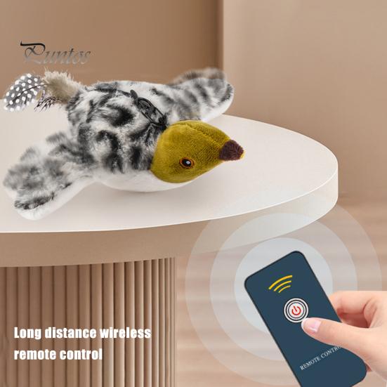 Игрушка для кошек USB перезаряжаемая электрическая имитация птицы с кошачьей мятой плюшевая летающая птица с реалистичным щебетанием для упражнений для котят