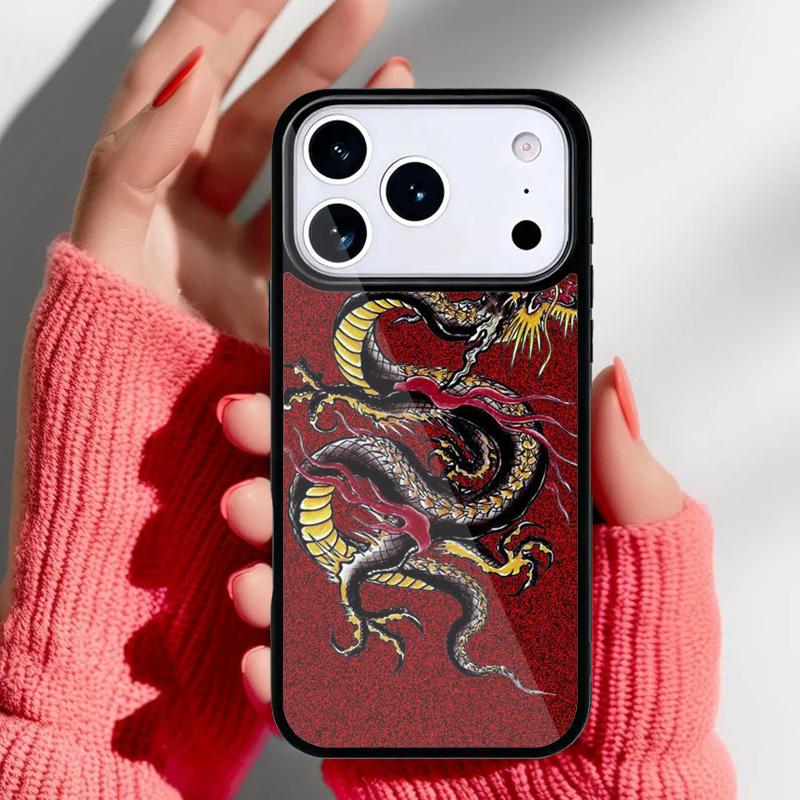 Японский чехол для телефона DRAGON TATTOO для iPhone 17 16 15 14 13 Pro Max Задняя крышка для 12 11 Pro Coque