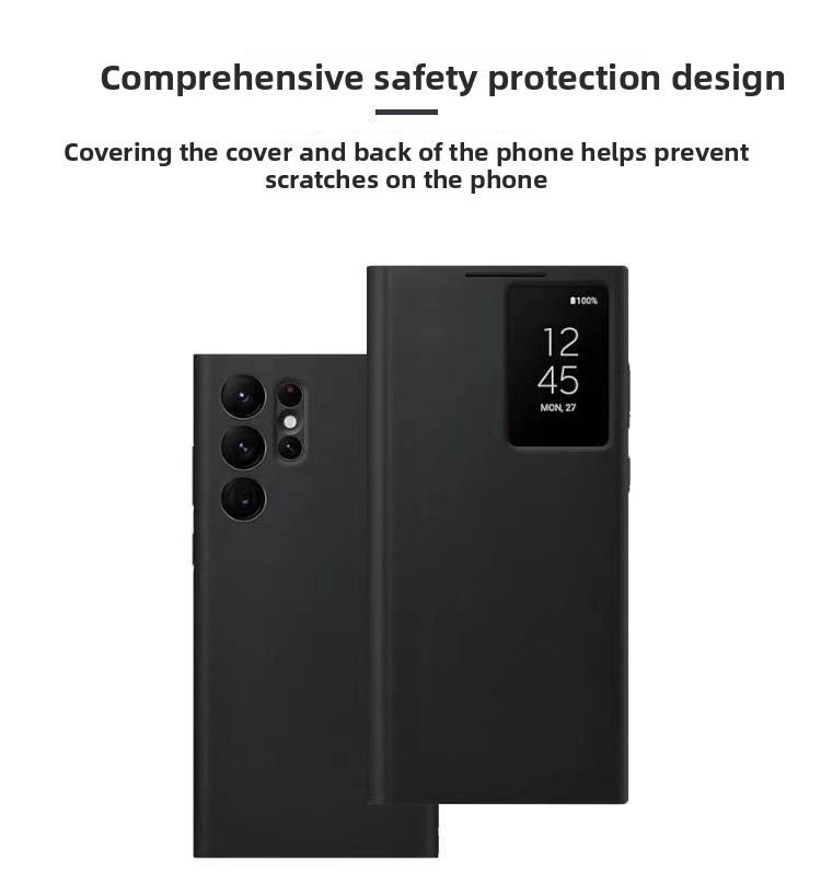 Кожаный чехол-бумажник Samsung Galaxy S23 Ultra Flip с умным окном для делового и модного использования