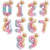 32inch Air Helium Figure Big Numbers Crown Foil Balloons Birthday Party Decorations Kids