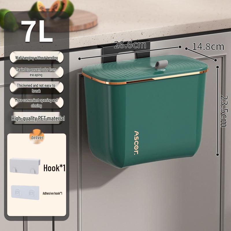 Large Capacity Wall-Mounted Trash Can with Lid for Bathroom, Kitchen, Bedroom, and Living Room