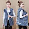 Denim Vest Women Jacket Coat Girl Clothing Korean Spring Woman Hooded Jacket Denim Jeans Vest