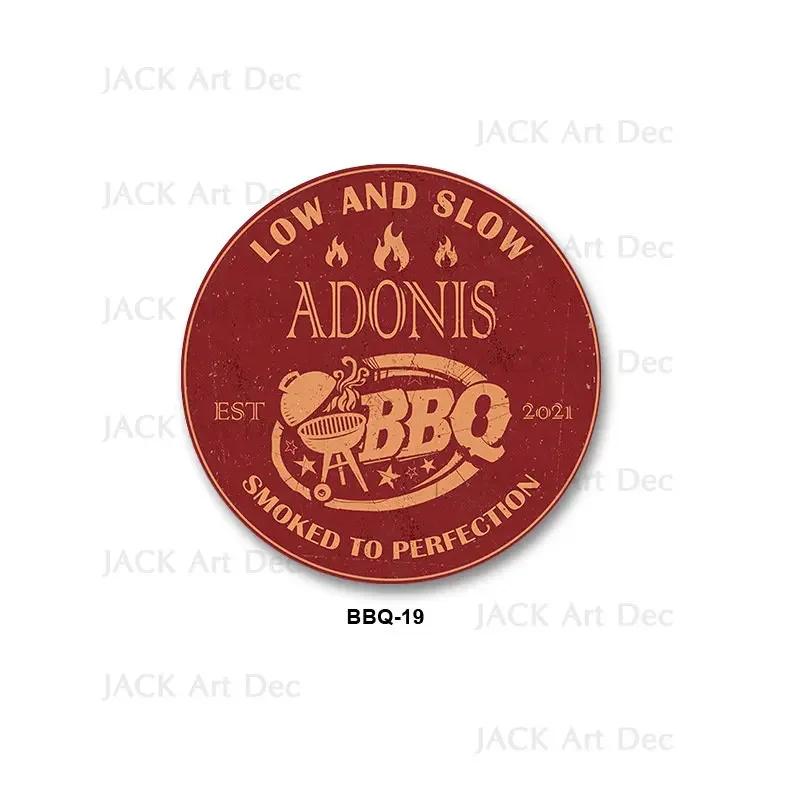 BBQ Zone Metal Sign Vintage Dad`s BBQ Yard Outdoor Party Decoration Plate Retro Barbecue Rules Slogan Metal Signs