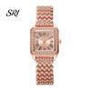 Durable Ladies Watch Women's Square Crystal High Accuracy Quartz Movement Rhinestone Paved Dial Scratch-Resistant Shiny Bezel Mineral Glass Alloy Case