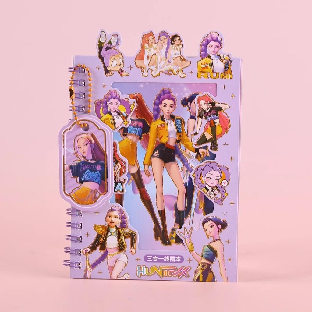 1/4 шт. K-POP Охотники на демонов 3-в-1 Блокнот на спирали Наклейки DIY Материал для журнала Декор чехла телефона Канцелярские товары Подарок для фанатов
