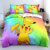 Cute P-Pokémon Bedding Set For Kids Boys Cartoon Printed Duvet Cover Comforter Sets Pikachu Cover Bedclothes Set