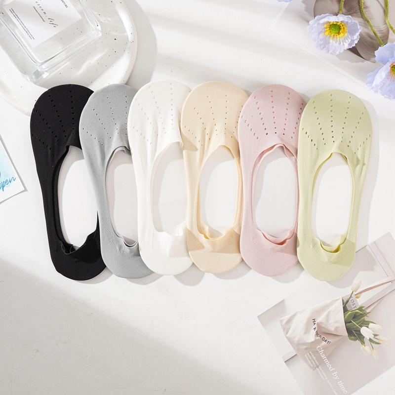 Женские дышащие носки из ледяного шелка с низким вырезом, противоскользящие летние тонкие невидимые носки-лодочки