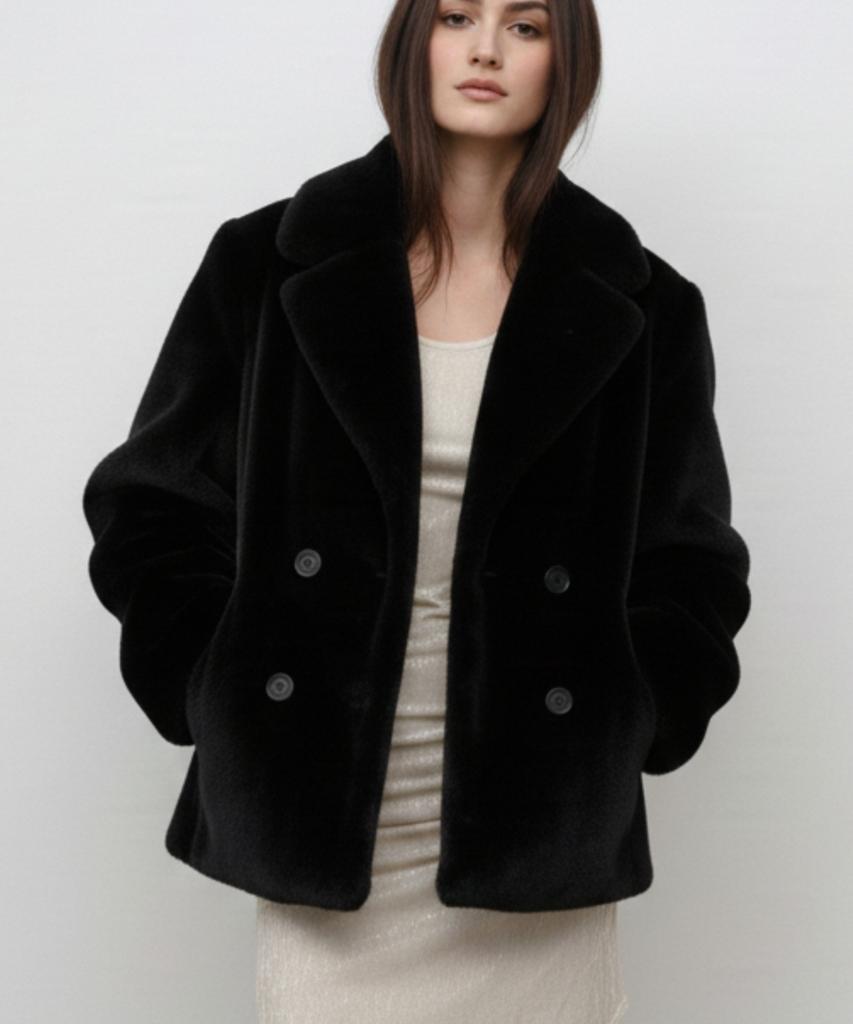 Rua Toscana Merino Real Shearling Coat (Black) 66-77 (Made To Order)