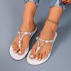 2025 Лето Новые Модные Женские Тапочки Стразы Пинч Носок Плоская Повседневная Обувь Женские Пляжные Повседневные Сандалии Женские Zapatos Mujer