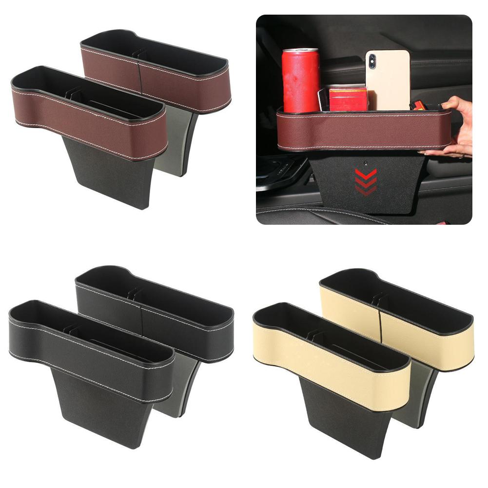 2PCS Leather Car Seat Storage Box Phone Keys Organizer Auto Seat Crevice Storage Filler Munti-functional Auto Organizer