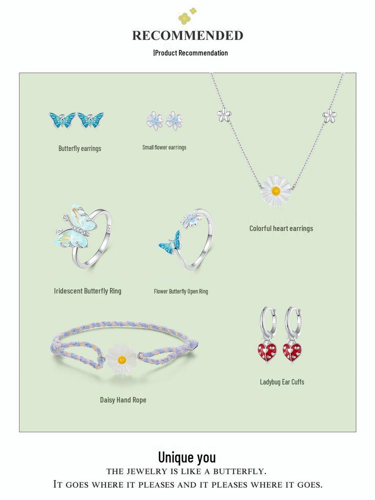 Bright Oil Drop Butterfly Earrings for Women - S925 Silver Threaded Ear Jewelry