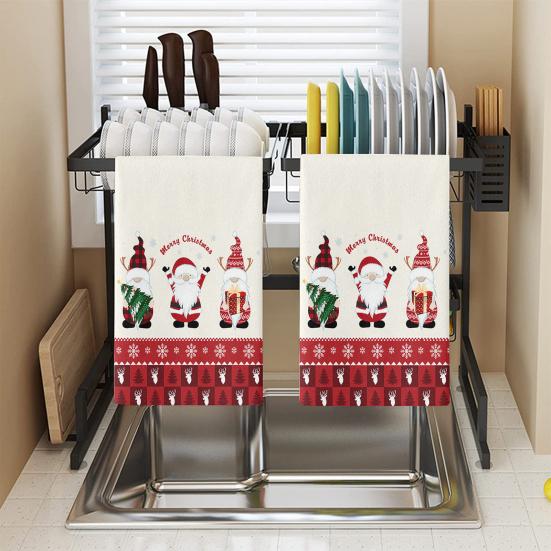 Dish Cloth Towel Multi-purpose for Party Quick-drying Xmas Tree Snowman Print Cleaning Towel Excellent Kitchen Cleaning Fluffy Texture