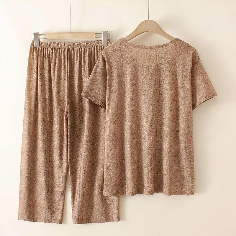 Женский костюм из 2 предметов, хлопковая футболка и брюки, хлопковый свободный повседневный летний костюм из двух предметов, топ и брюки