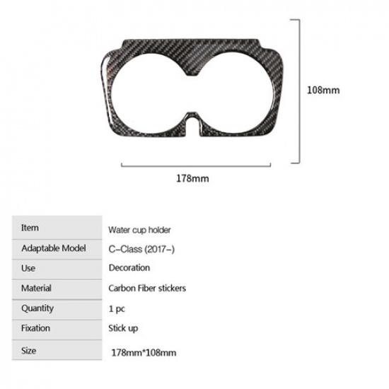 Bright Carbon Fiber Car Center Water Cup Holder Cover For Benz C W205 2015-19