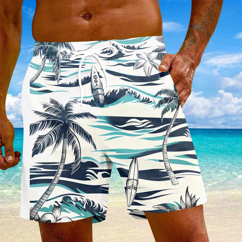 Мужские модные гавайские принты с эластичной талией, повседневные штаны для йоги, пляжные шорты