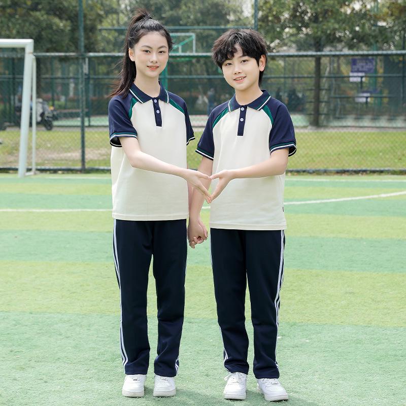 Униформа для весны и осени: Спортивные комплекты для начальной школы и детского сада, Летняя одежда с коротким рукавом для класса
