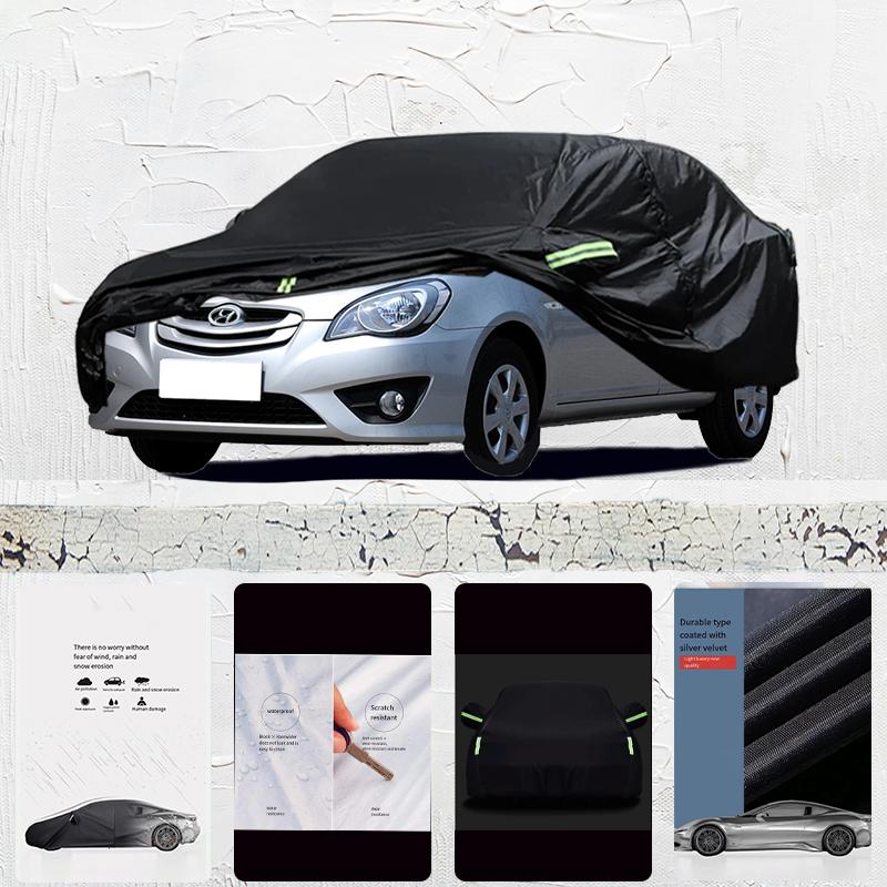 Для Hyundai Accent Чехол на автомобиль Внешний чехол для автомобиля Защита от непогоды Полный чехол для автомобиля Водонепроницаемый Солнцезащитный Анти-УФ Снежный чехол Черный