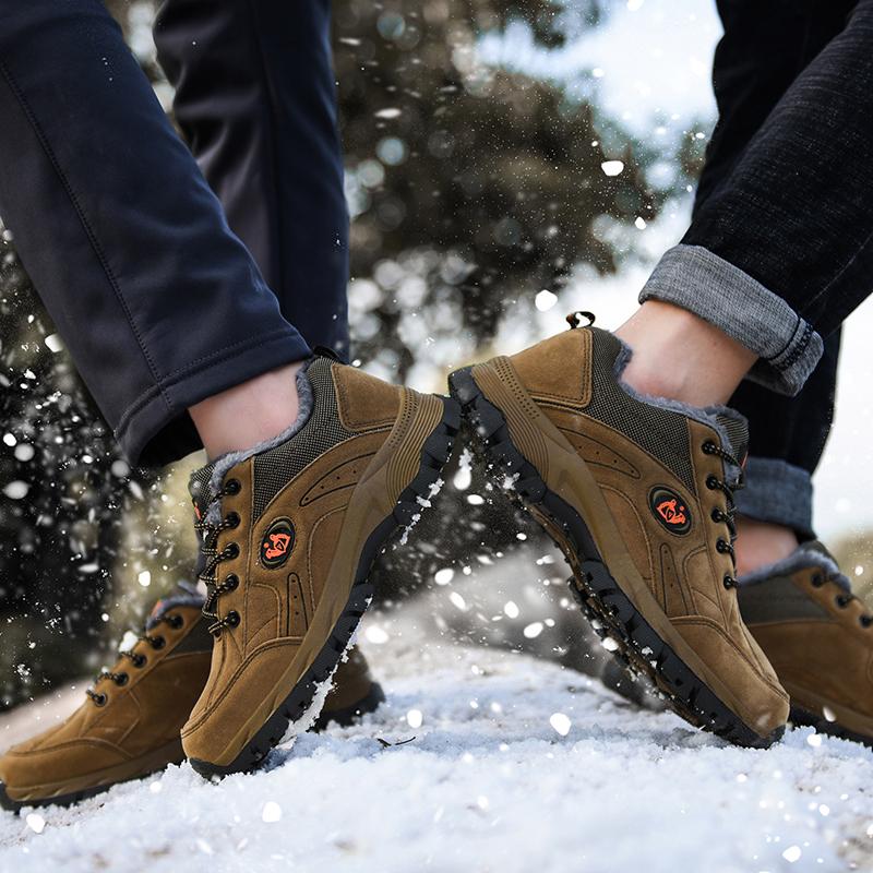 Зимние зимние ботинки для мужчин и женщин, сохраняющие тепло, хлопковая обувь, уличная походная обувь, плюшевые теплые высокие ботильоны, мужские кроссовки
