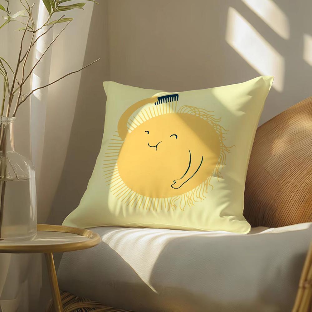 Fun cartoon school patterns for children Cushion Cover Silky elegant Comfort Sofa Bed Invisible zipper Beach pillowcase