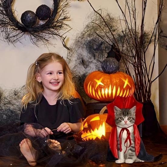 Плащ для питомца, регулируемый шнурок, стойка-воротник, для крупных собак, Хэллоуин, косплей, накидка, костюм с контуром морды собаки