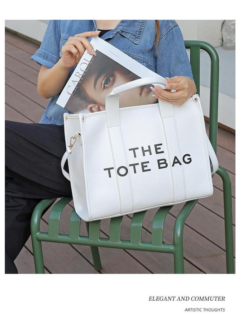 Korean Style Versatile Large Capacity Letter Tote - Fashionable Casual Shoulder and Crossbody Bag.