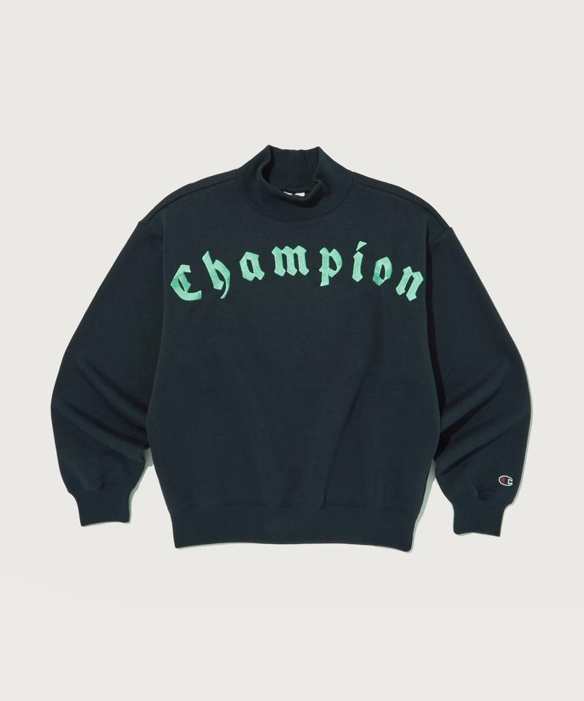 Champion Женская толстовка с вышивкой в стиле татами, с высоким воротником, темно-бирюзового цвета