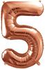 Foil Balloon Number "5", Rose Gold, 86Cm, 1Pc