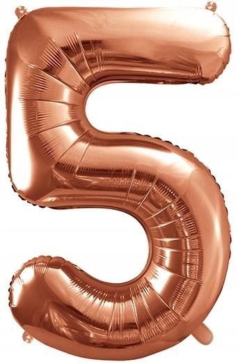 Foil Balloon Number "5", Rose Gold, 86Cm, 1Pc