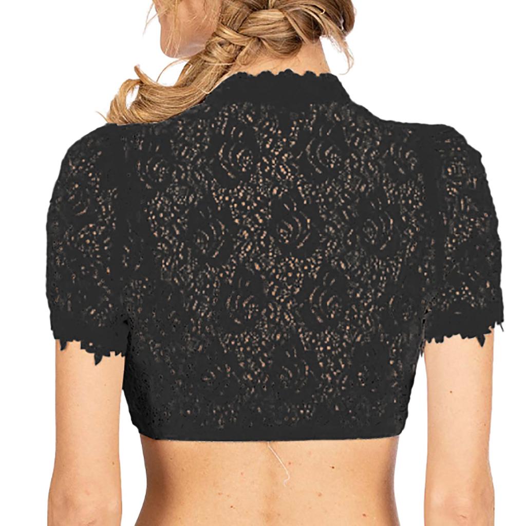 Женская элегантная классическая пивная фестивальная рубашка с кружевной отделкой и короткими рукавами