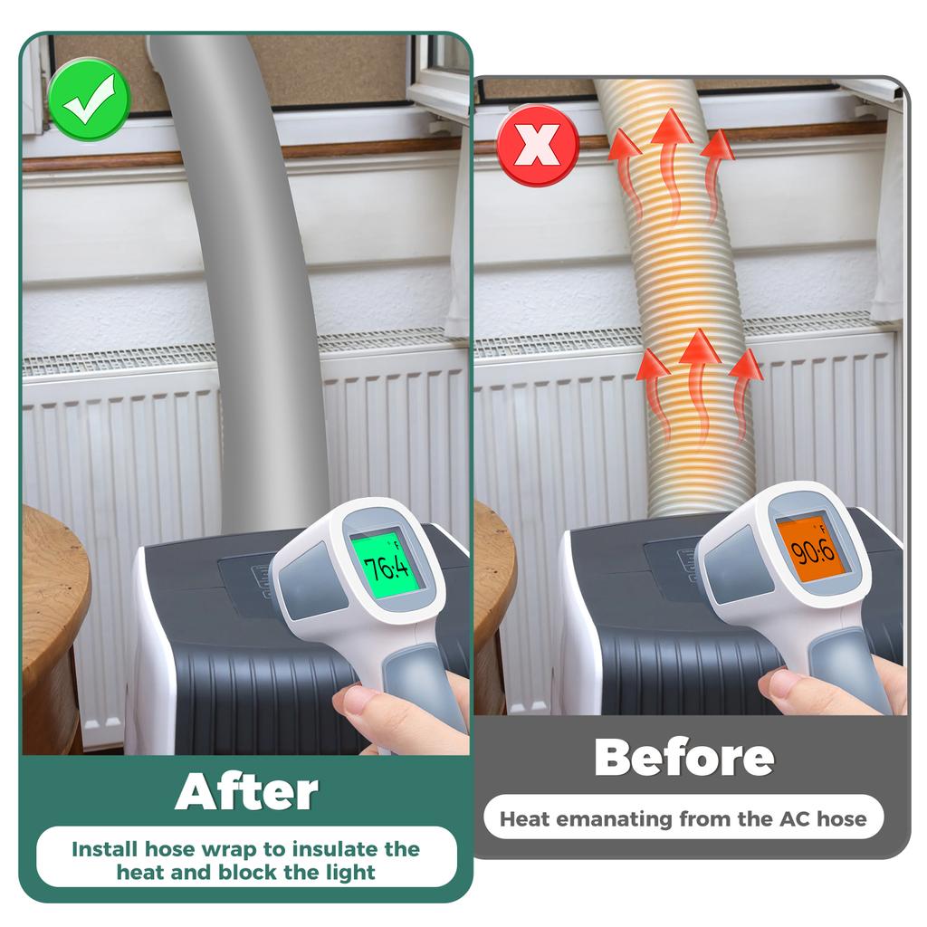 Air Conditioner Hose Cover Wrap Portable Universal  AC Hose Cover with Elastic Band Insulated Air Conditioner Hose Cover