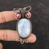 Rainbow Moonstone Pendant Copper Wire Wrapped Jewelry Red Color Evil Eye Pendant Handmade Gemstone Jewelry Copper Wire Pendant Owl Pendant