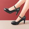 7 9 11 13 Small Size 32-43 Shallow Thick Bottom Genuine Leather Shoes Platform Pumps 2025 Block High Heels Shoes Model Office