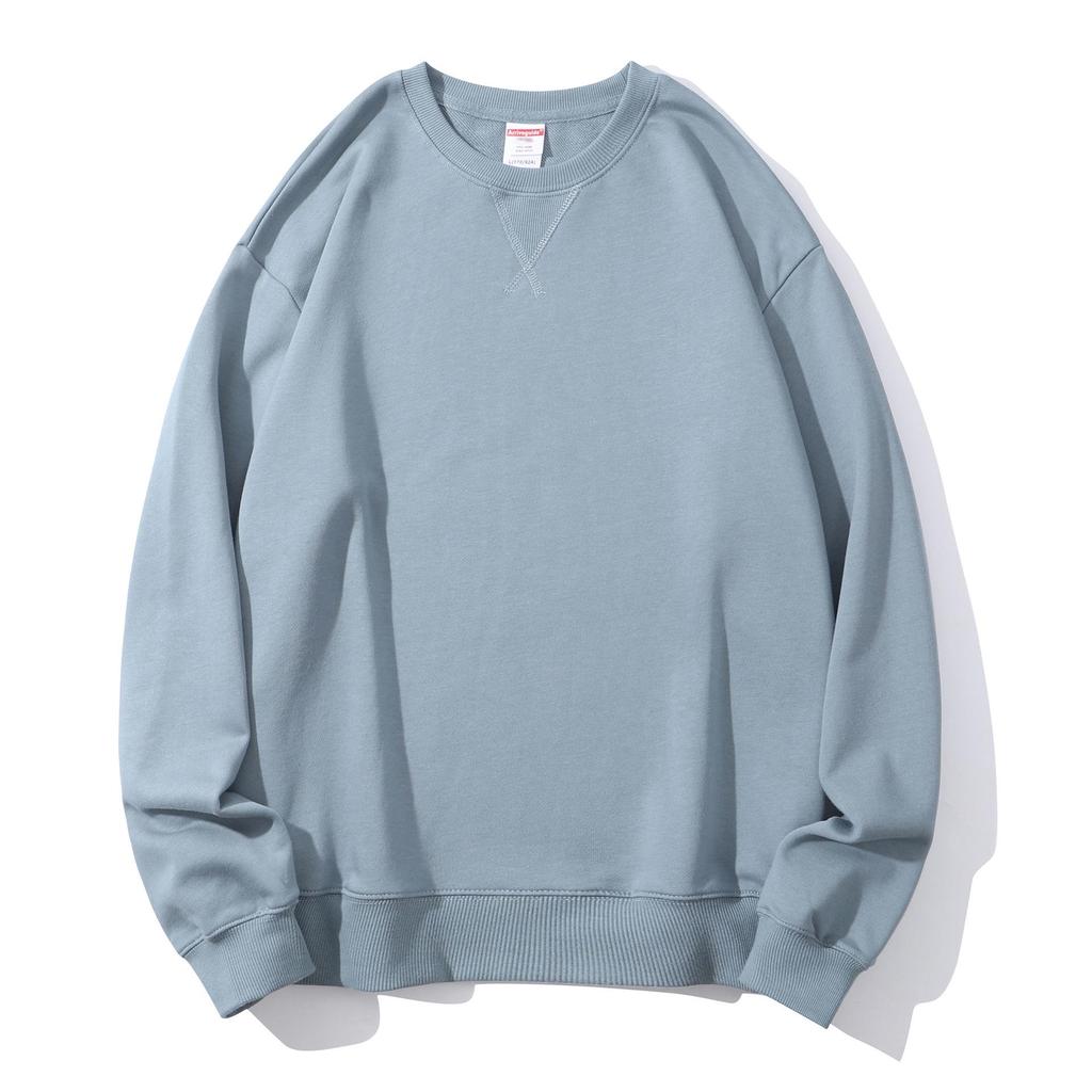 JR Zhenweisi Men's Purple Round Neck Long Sleeve Sweatshirt: Early Autumn Cotton-Feel, Loose Fit, Unisex Style