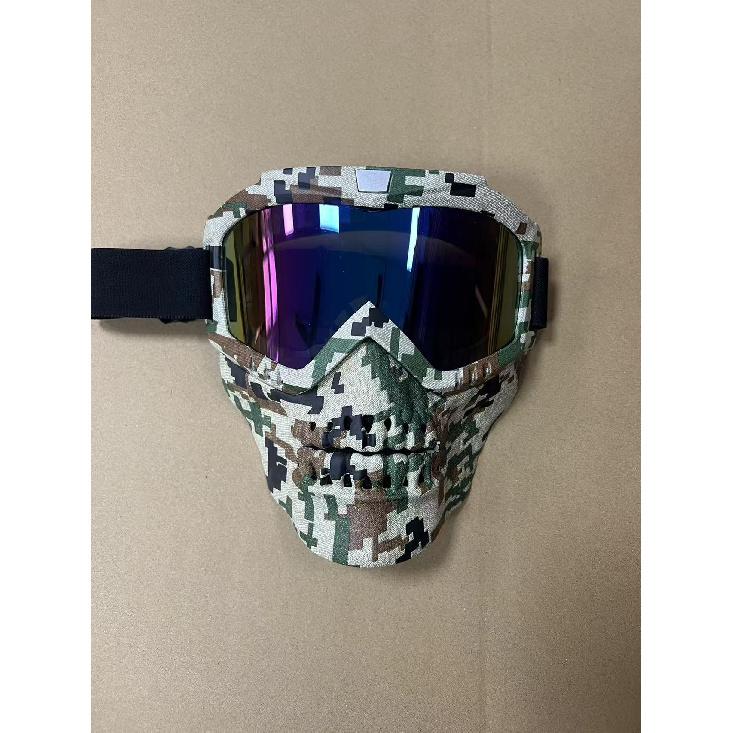 Harley KTM Cycling half-face helmet with full-face goggles, Halloween skull mask, water-transfer printed goggles, cycling mask
